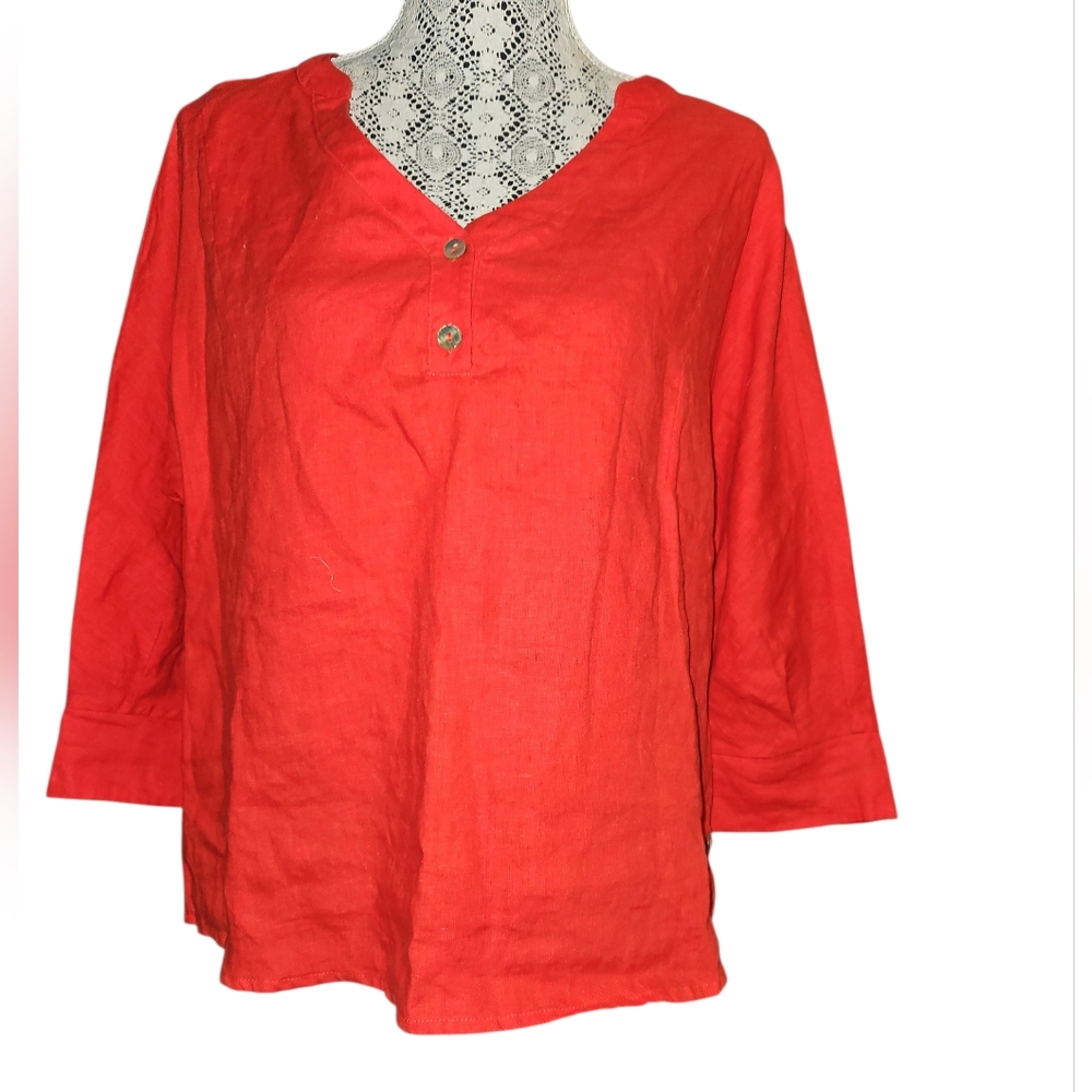 Linen Red Top By Lintico